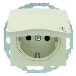 Gniazdo pojedyncze SCHUKO z pokrywą z podwyższoną ochroną styków kremowy połysk S.1 47448982