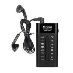RETEKESS TR107 Przenośne Mini Radio Kieszonkowe AM FM Dual Band Zasilane z Baterii 3V Zwiększone Bass Stereo z Dołączonymi Słuch