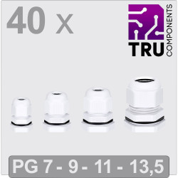 TRU COMPONENTS TC-13448632 Cable gland Polyamide White 40 pcs