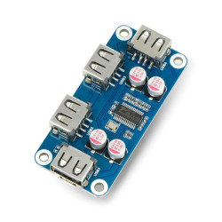 USB Hub Hat (B) - 4-portowy hub - nakładka do Raspberry Pi 4B/3B+/3B/Zero - Waveshare 20317