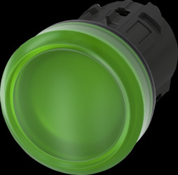 Light attachment, illuminable, waistband round, green, mounting Ø 22.3 mm, 3SU1001-6AA40-0AA0