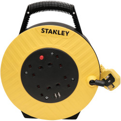 Stanley SXECGJ2OHQE SemiEnclosed CableReel 240V 13A 4Socket 2USB 15m
