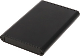 Aluminum enclosure, (L x W x H) 100 x 70 x 12 mm, black (RAL 9005), IP54, 1455A1002BK