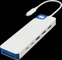 HD4103BUGL Port replicator/docking station, USB-C, 9 ports, blue