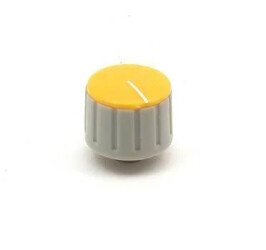 Gałka do potencjometru na oś 6mm - 18x13mm - szara, żółty znacznik - GS18