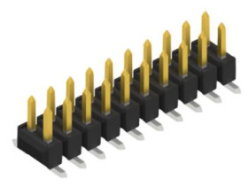 Pin header, 20 pole, pitch 2.54 mm, angled, black, 10049115