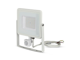 VT-50-S 50W Naświetlacz LED SMD z czujnikiem ruchu Chip SAMSUNG barwa: 4000K obudowa: biała 467 V-TAC
