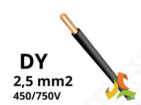 Przewód DY 2,5 mm2 czarny (450/750V) jednożyłowy drut H07V-U (krążki 100m) G-006312 TELEFONIKA