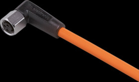 Sensor actuator cable, M8 cable socket, angled, A to open end, 3 pole, 5 m, PVC, orange, 3 A, EVT131