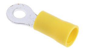 Zacisk oczkowy rozmiar przewodu 6mm² Ø , M4 izolowany średnica wew 4.3mm Żółty RS PRO