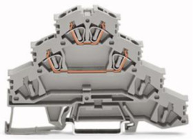 Four-level terminal block, spring-clamp connection, 0.08-4.0 mm², 2 pole, 20 A, 6 kV, gray, 281-531