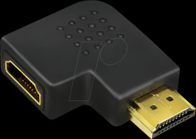 AH0008 HDMI adapter, A/M to A/F, 90° angled, flat, 4K/30 Hz, black
