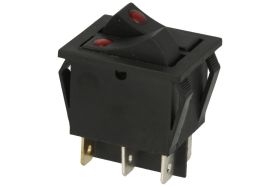 Przełącznik; klawiszowy (kołyskowy); IRS2101-1C3b; ON-OFF; 2 tory; czarny; podświetlenie neonówka 250V; czerwony; bistabilny; ko