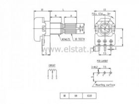 10K pot. mono liniowy 0,1W oś=15/6mm mini