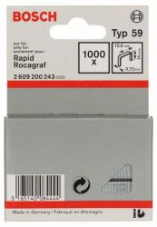 Zszywki z cienkiego drutu, typ 59, 10,6 x 0,72 x 14 mm, 1000 szt. Bosch Accessories 2609200243, N/A, Wymiary (D x S) 14