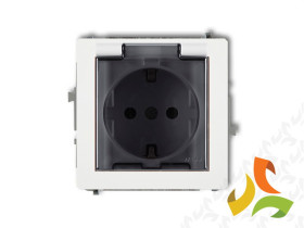 DECO Gniazdo pojedyncze z uziemieniem IP44 schuko (klapka dymna) biały mat 25DGPB-1sd KARLIK