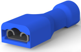 Insulated flat plug sleeve, 4.75 x 0.51 mm, 1.31 to 2.08 mm², AWG 16 to 14, brass, tin-plated, blue, 3-520410-2