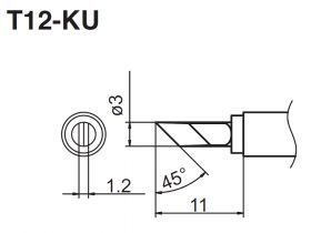 T12-KU grot ścięty typu nóż do Alientek Hakko Aoyue FX FM Bakon
