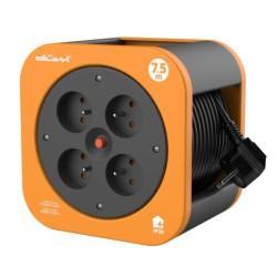 Przedłużacz bębnowy 4-gniazdowy H05VV-F 3G1,0 7,5m pomarańczowo-czarny / 24619