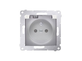 SIMON 54 Gniazdo do wersji IP44 srebrny mat z przesłonami BEZ USZCZELKI do ramek wielokrotnych .klapka transparentna DGZ1BUZ.01/