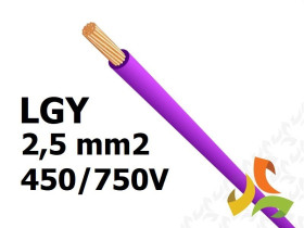 Przewód LGY 2,5 mm2 fioletowy (450/750V) jednożyłowy linka H07V-K (krążki 100m) 5907702813882 ELEKTROKABEL