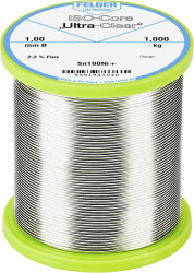 Cyna lutownicza bezołowiowa Felder ISO-Core "Ultra-Clear" Sn100Ni+ szpula Sn99,25Cu0,7Ni0,05 1.000 kg 1 mm