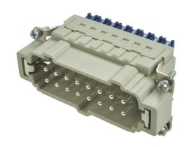 Wtyk; Han ES Press; 09330162648; 16 torów; 16B; poliwęglan; proste; zatrzaskowy; 16A; 500V; szary; srebrzone; 0,14÷2,5mm2; Harti