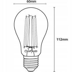 Żarówka LED E27 A60 8W = 75W 1055lm 4000K Neutralna 360 Filament LUMILED