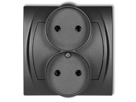 LOGO Gniazdo podwójne do ramki poziomej bez uziemienia (bez przesłon torów prądowych) grafitowy 11LGPR-2 KARLIK