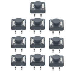 10 pcs 12x12x5mm TACT Microswitch h=5, THT