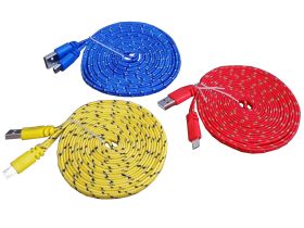Kabel micro USB nylon kolor płaski 300cm