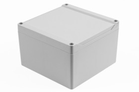 PC enclosure, (L x W x H) 140 x 140 x 90 mm, light gray (RAL 7035), IP68, 1555QA2GY