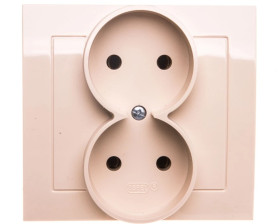 KIER Gniazdo podwójne b/u beżowe GP-2W/01