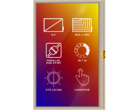 Wyświetlacz LCD TFT 5cal Transmisywny TFT 800 x 480pikseli LED Backlight 24-bit I/F Tak 4D Systems Pojemnościowy