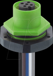 1220 05 T20CW105 0,5M Built-in coupling, M12, 5-pin, A-coded, IP67, green