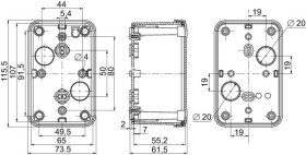 Puszka PC IP66 IK08 RAL7035 wewW105 S65 G55 zewW116 S74 G62 nieprzezr. pokr. W10 NSYTBP1176 /5 szt./