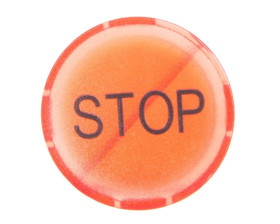 Soczewka przycisku 22mm płaska z opisem STOP M22-XDL-R-GB0 218326