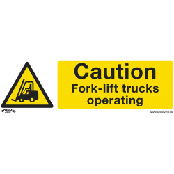 Worksafe SS44P1 Warning Safety Sign - Caution Fork-Lift Trucks - Rigid Plastic