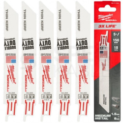 Brzeszczot do piły szablastej bi-metalowy 150x0,9mm do metalu 18 zębów Thin Kerf MILWAUKEE 5szt