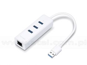 TP-Link UE330, Karta sieciowa 1Gb + USB 3.0 HUB, 3 porty