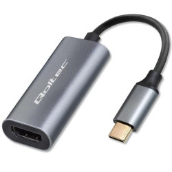 Qoltec Adapter Aluminiowa Przejściówka USB-C 3.1 MHL na HDMI 4K 60Hz 32AWG do Laptop Smartfon