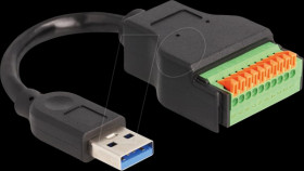 66240 USB 3.0 cable, A male to terminal block with push button, 15 cm