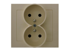 KIER Gniazdo podwójne z uziemieniem beżowy GP-2WZ/01 OSPEL