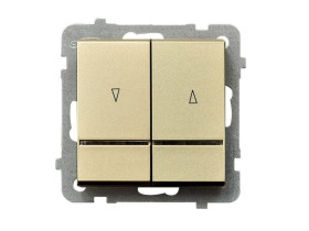 SONATA Wyłącznik żaluzjowy z podświetleniem niebieskim z blokadą mechaniczną szampański złoty ŁP-7RBS/m/39 OSPEL