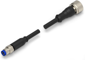 Sensor actuator cable, M8-cable plug, straight to M12-cable socket, straight, 4 pole, 1.5 m, PVC, black, 4 A, 1-2273109-4