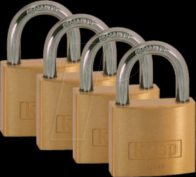 K12040D4 Brass Padlock - 40 mm, Quad-Pack, keyed alike