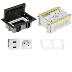 KONTAKT SIMON FLOOR BOX puszka podłogowa 1x gniazdo pojedyncze z/u + 1x gniazdo USB ładowania podwójne + kaseta do wylewki