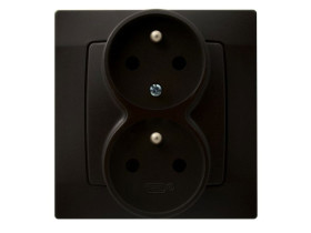 KARO Gniazdo podwójne z funkcją niezmienności faz czekoladowy metalik GP-2SC/40 OSPEL