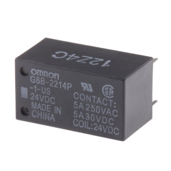 Przekaźnik mocy 24V dc DPST Omron 200mW, montaż PCB 2880Ω Otwór przezierny