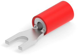 Insulated forked cable lug, 0.3-1.42 mm², AWG 22 to 16, 3.1 mm, M2.5, red, 130521
